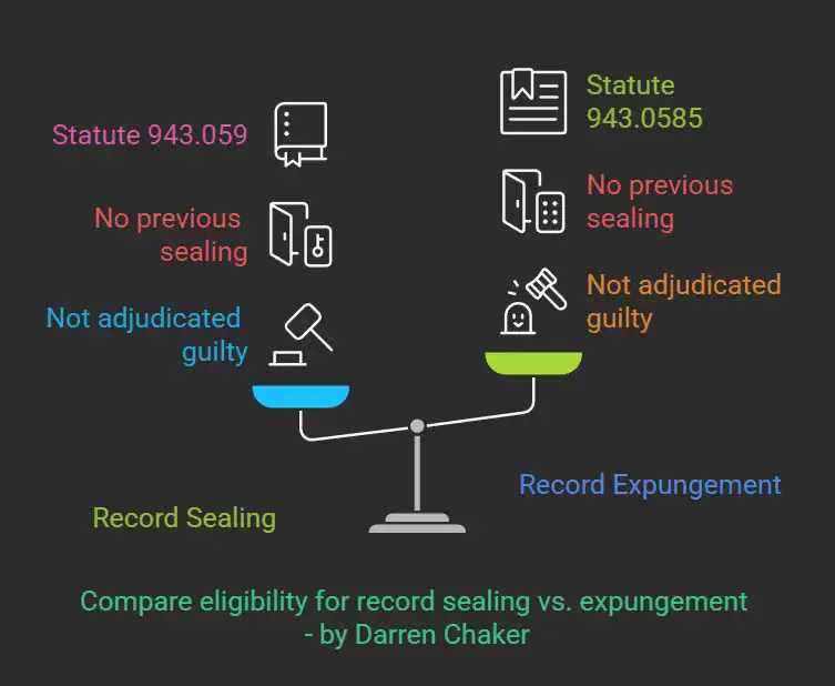Record Sealing and Expungement in Florida - Who Qualifies Comparison Chart by Darren Chaker