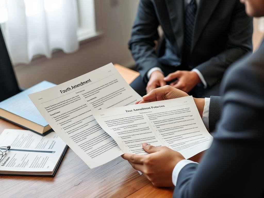 Citizen reviewing their rights regarding phone searches with attorney